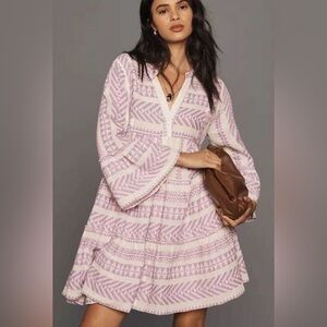 Devotion Twins Embroidered Ella Lilac/Off-White Tunic Dress size XS